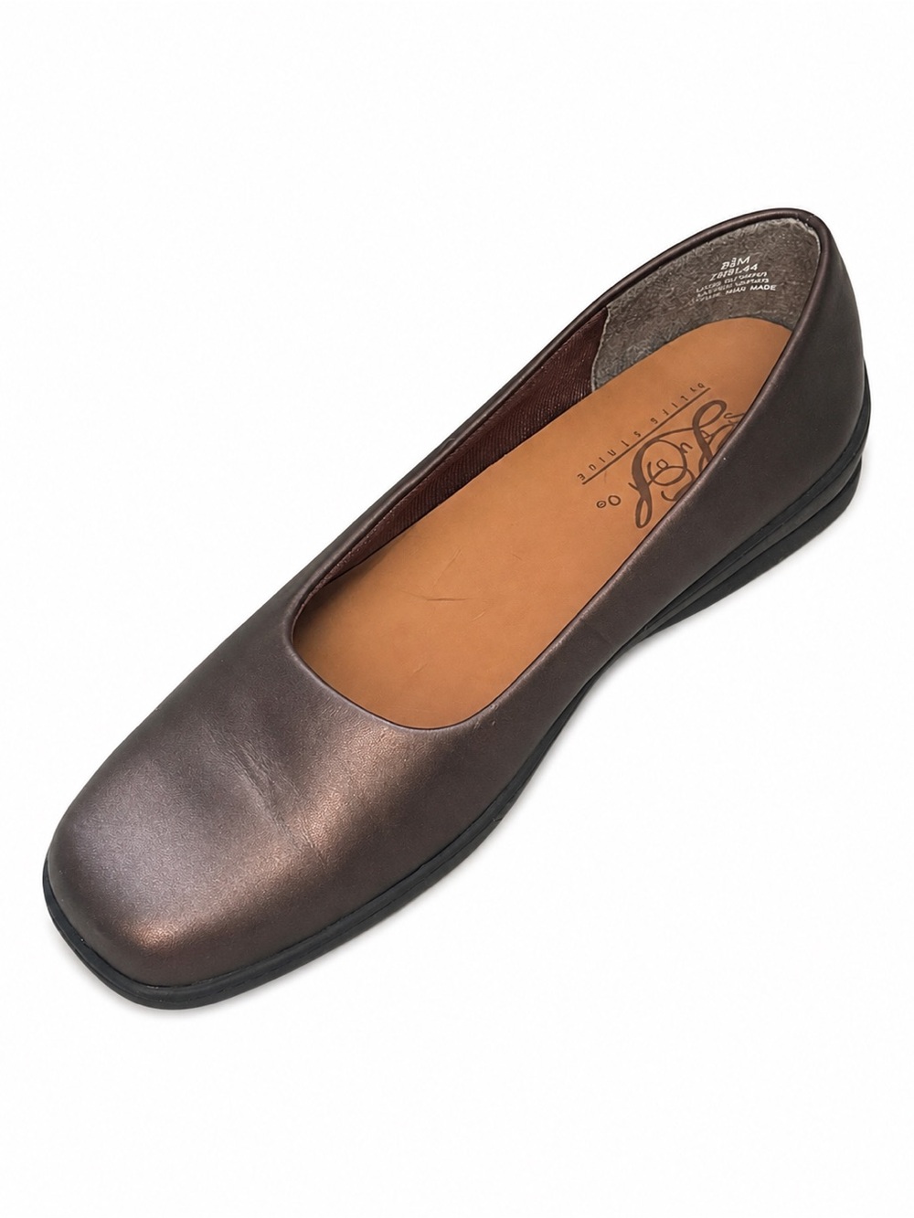 LifeStride Soft System Ballet Flats 8.5M Bronze Metallic Square Toe Shoes